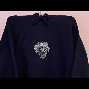 Embroidered Day of the Dead Sugar Skull Hoodie